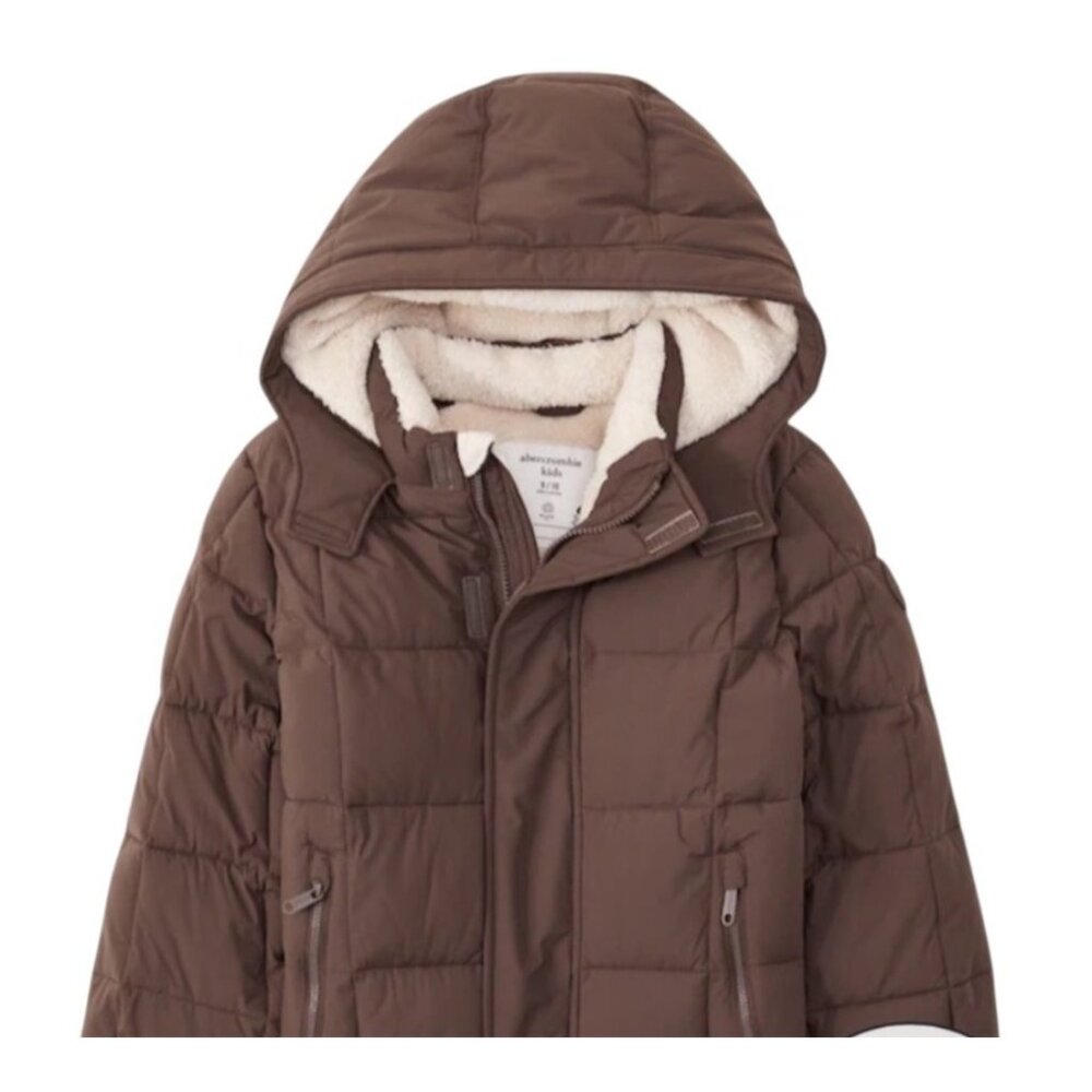 Abercrombie Kids Brown Jacket Size 13/14 Sherpa Insulated Puffer Jacket‎